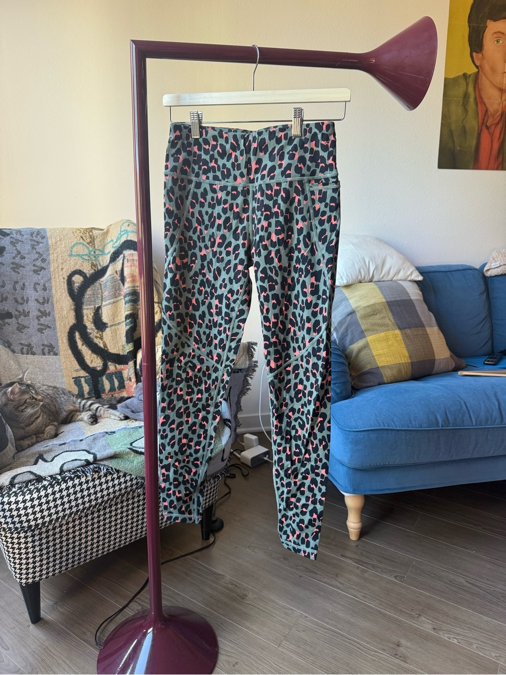 Sweaty Betty Teal & Pink Leopard Print High-Rise Leggings